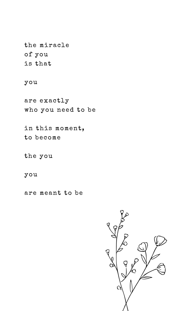 the miracle
of you
is that

you

are exactly
who you need to be

in this moment,
to become 

the you 

you

are meant to be